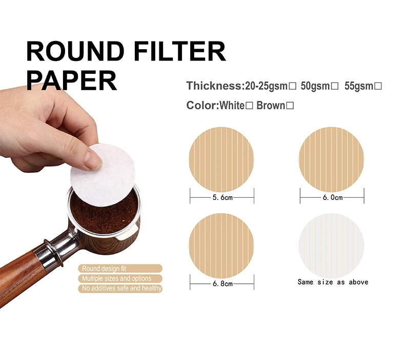 Coffee Filter Paper Bag White Brown Color Size Customized Corrugated Hang an Ear Round V Filter paper