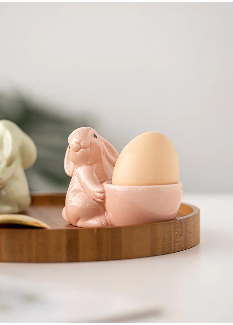 European rabbit breakfast egg tray small fresh and simple ornaments desktop living room home decoration ceramic egg cup