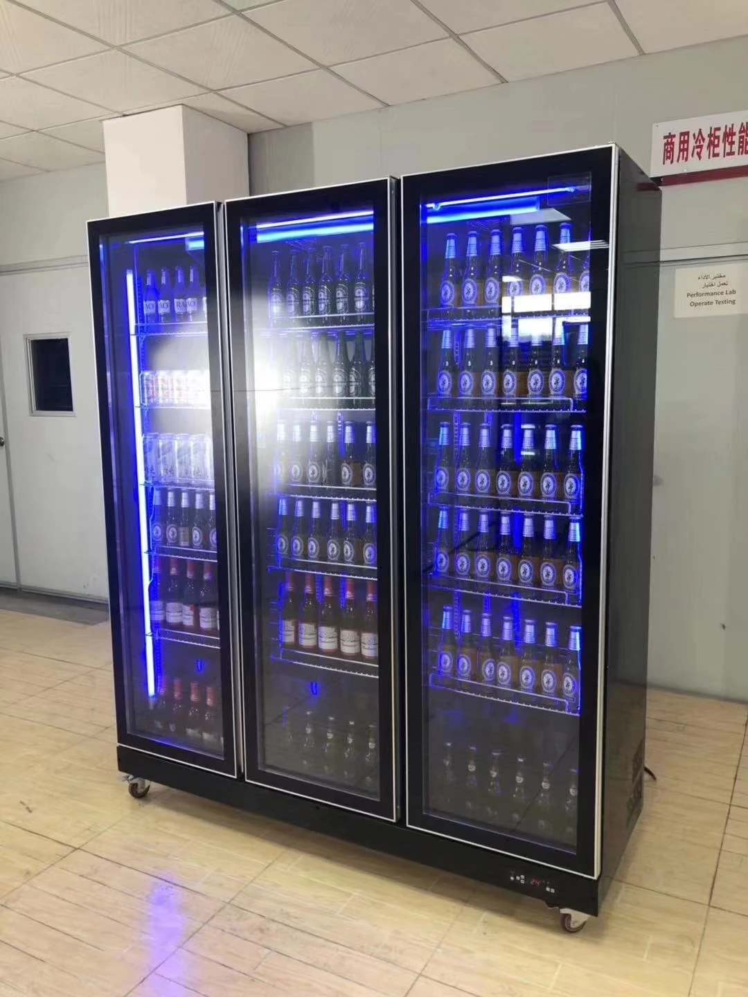single/double/three door chiller upright freezer glass door refrigerator