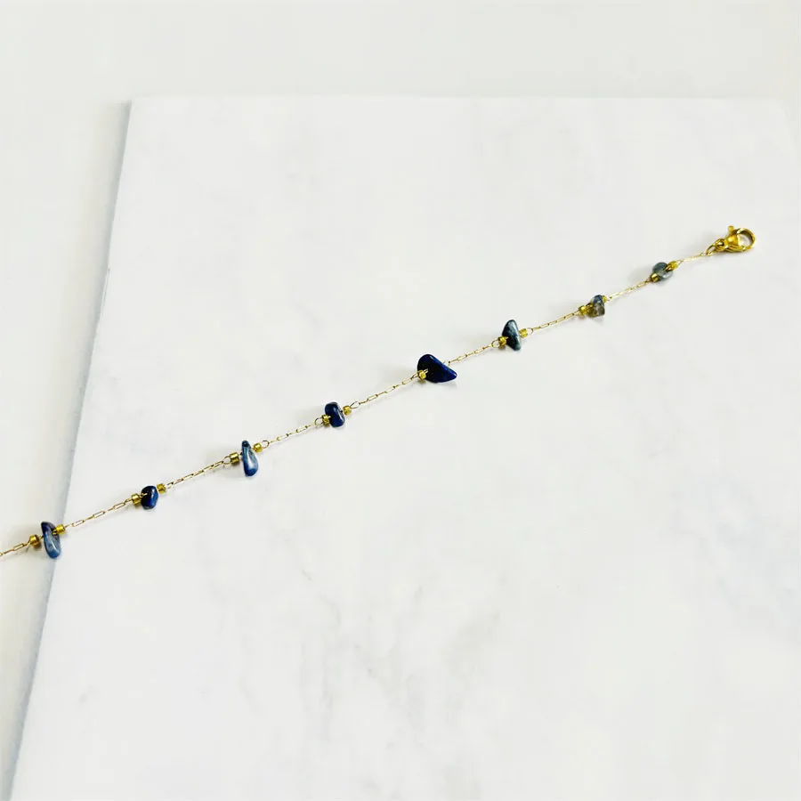 New design women stainless steel waterproof natural stone classic no fade no rust good quality 18k gold plated bracelet