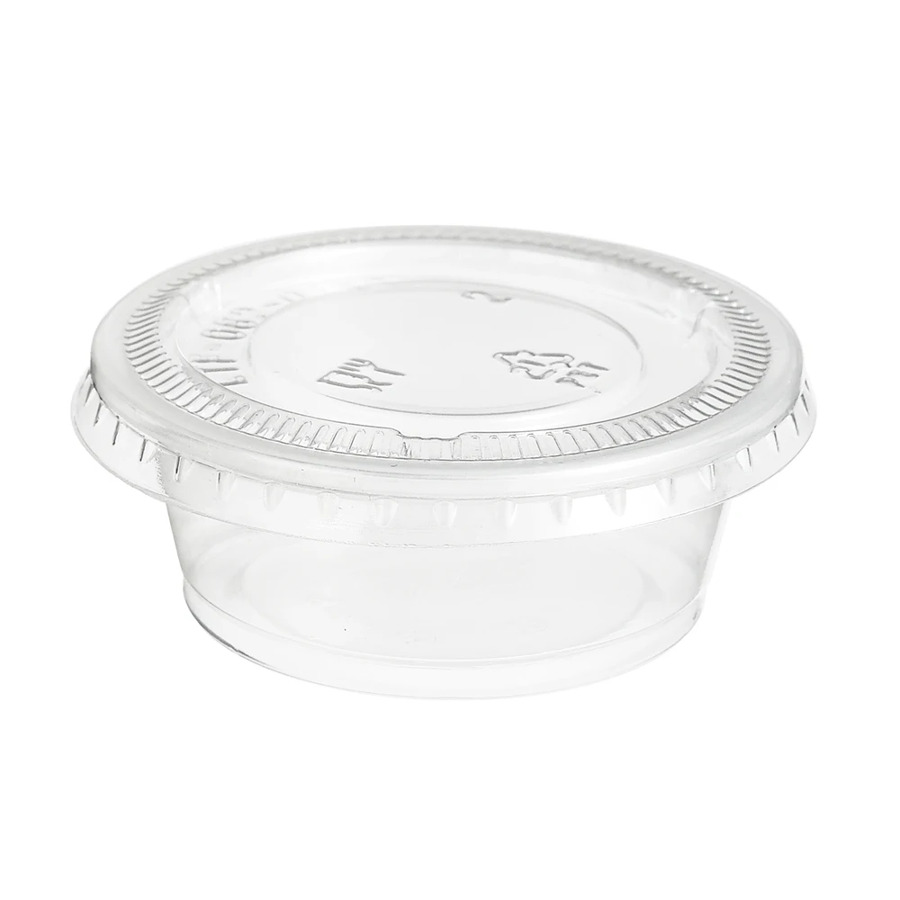 
disposable clear pp seasoning container hot soy sauce portion cup with lids 