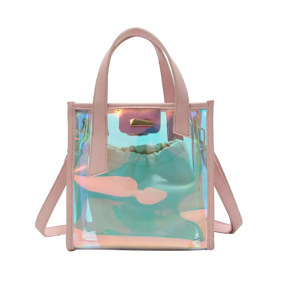 TINYATLadies Handbag for Shopping Shoulder Bag Top Fashion Shiny Laster Leather PVC Women Pillow Polyester ZIP Stone Designer