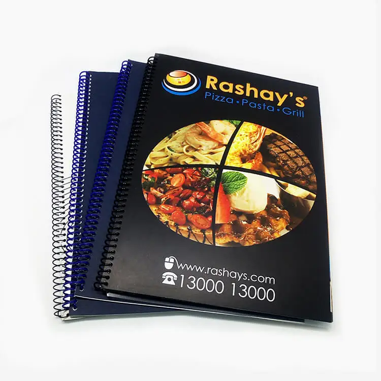 Restaurant Menu Spiral Bound Book Printing Recipe Book Printing Coloring Book Printing with perfect binding