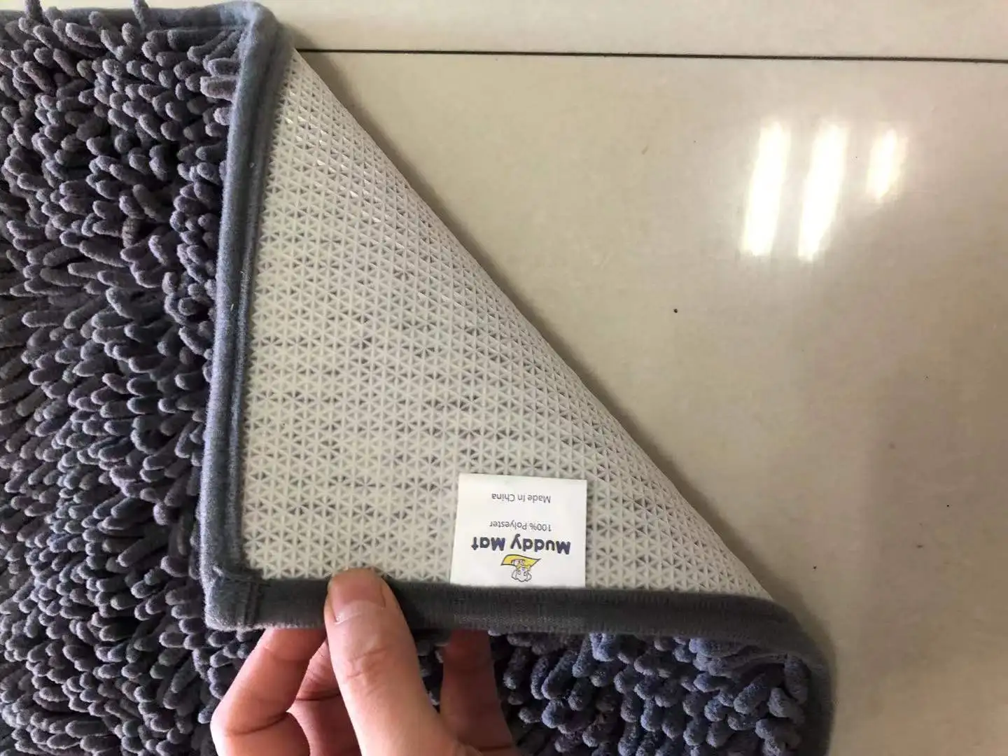 Water Absorbent Chenille Bathroom Rug Mat TPR Non-slip back high pile bath mat