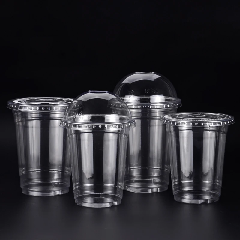 Clear Smoothies cup  Logo Custom Printed 90 95 98 Caliber Disposable Pet Plastic Boba Cup For coffee