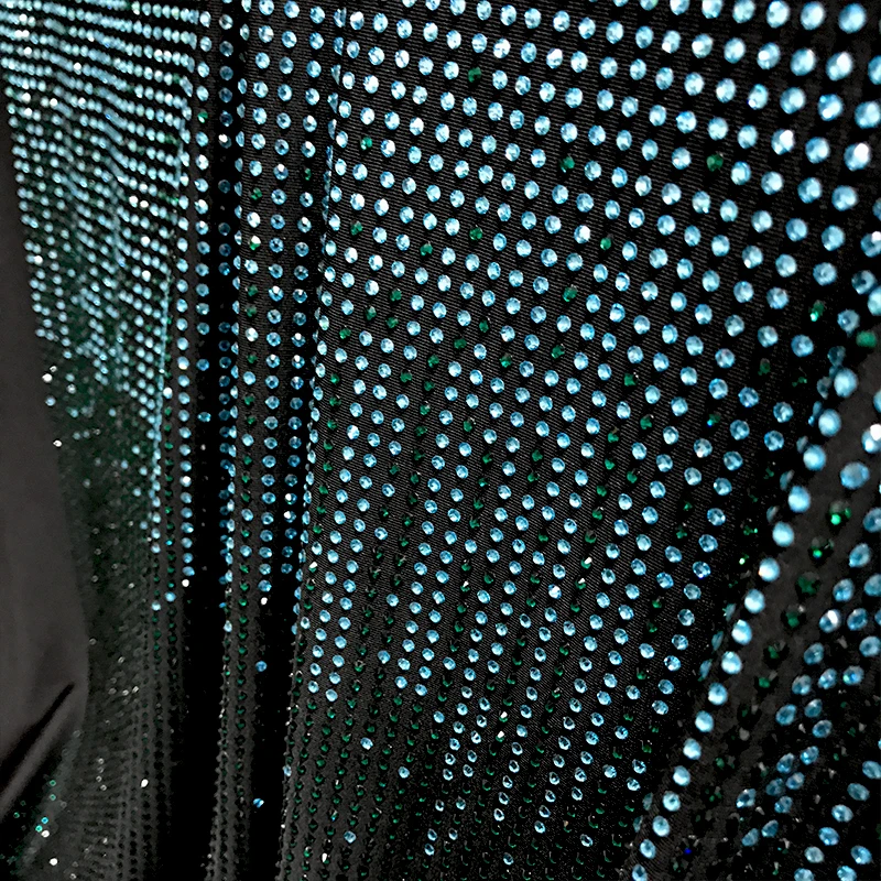 FB002 New Arrival Stretchable  Fabric Shiny Diamonds Crystal Fabric Mix Color Garment Dress Glass Rhinestone Fabric