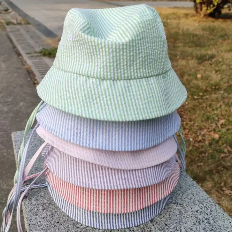 Monogrammed Blank Seersucker пляжные шляпы летняя детская бейсбольная