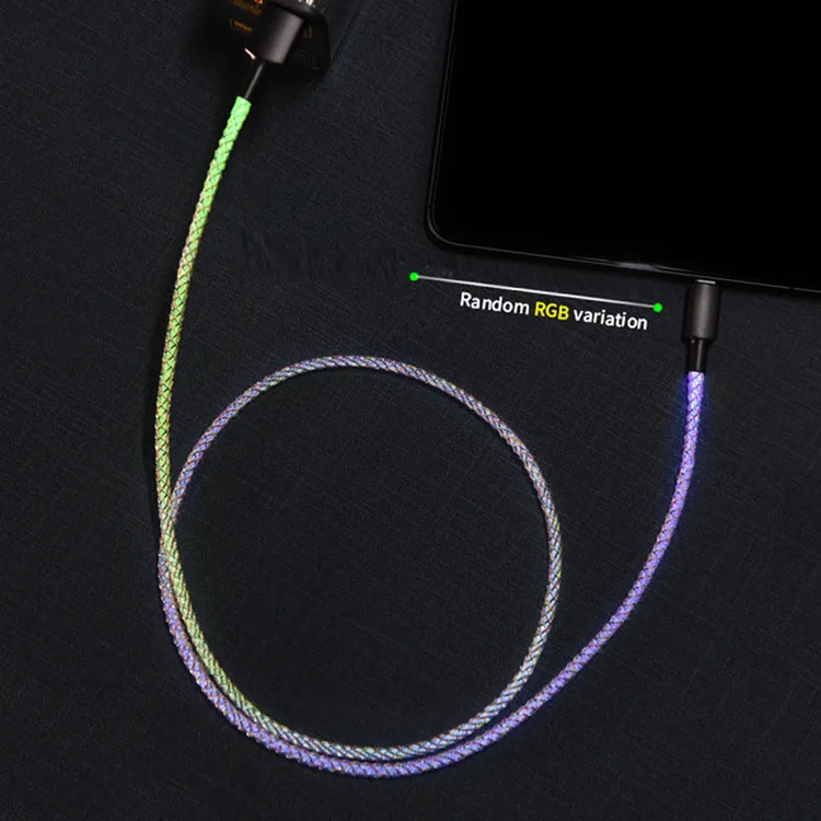 2022 new release RGB LED USB cable Type-C  Charger Cable 66W Mobile Phone Charger 6A Fast Charging Cable for iPhone 13