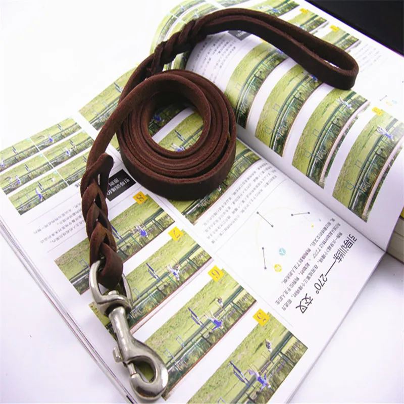 Walking Training Leads for German Shepherd 1.6cm width Braided Real Leather Dog Leash