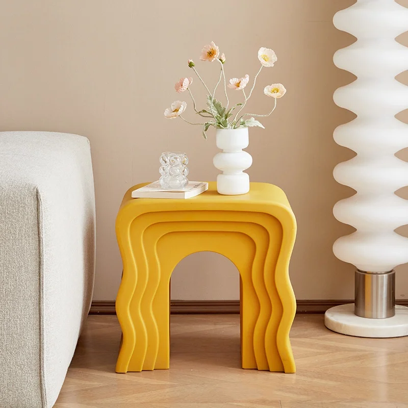 Wholesale 2024 hot selling new Instagram creative wave small coffee table living room cream style coffee shop stool