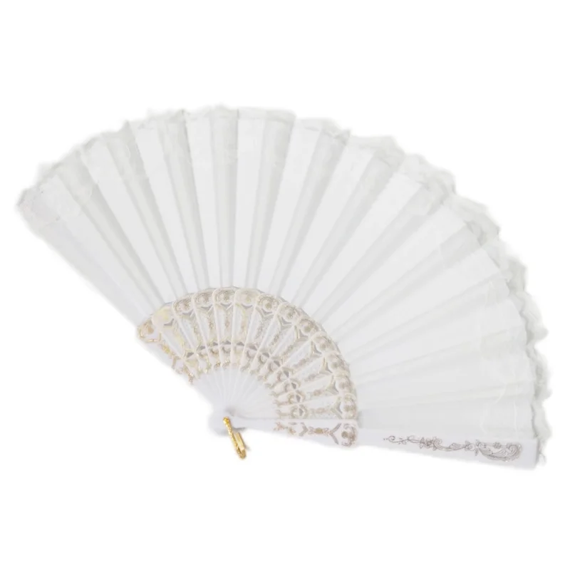 Wholesale Personalized Plastic Handle Lace Folding Fan For Ladies Custom Party Festival Decoration Supplies Print Logo On Ribs