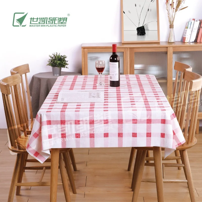 Outdoor Picnic Party Plastic Table Cover Red And White Lattice Rectangular Disposable Tablecloth