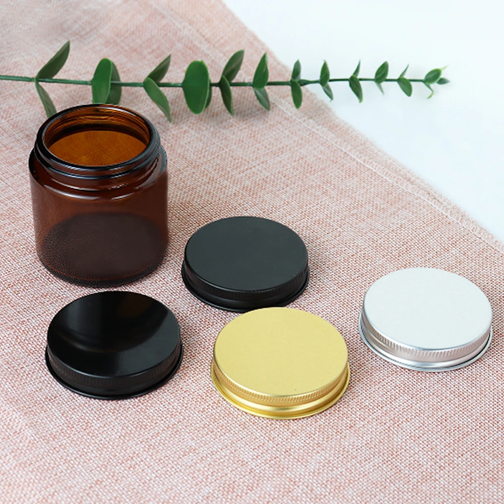 Empty Wide Brown Transparent Candle Jars 100ml 150ml 200ml 250ml 4oz 8oz clear Amber Glass Jar with Aluminum Cap