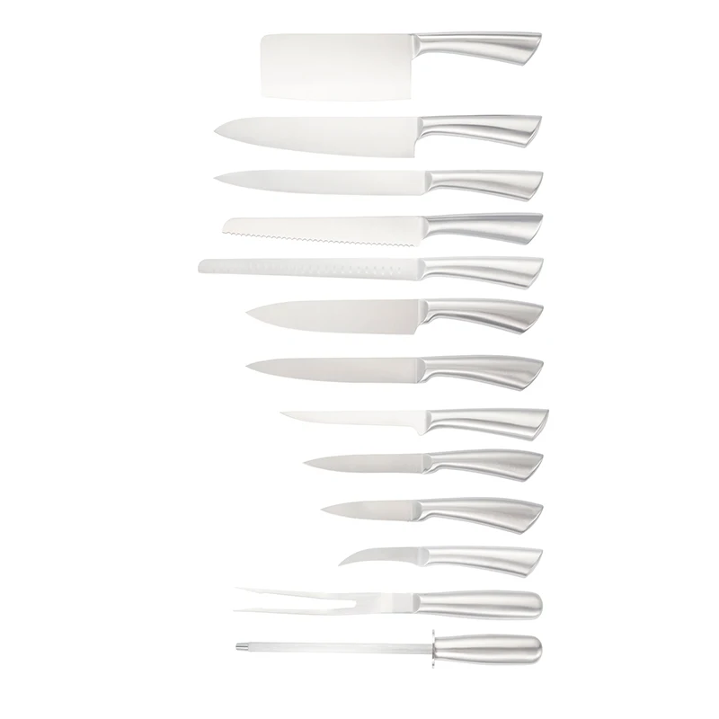 Hot knife hollow handle design 8 inch chef and 10 inch ham slicer knife for set with meat forks set