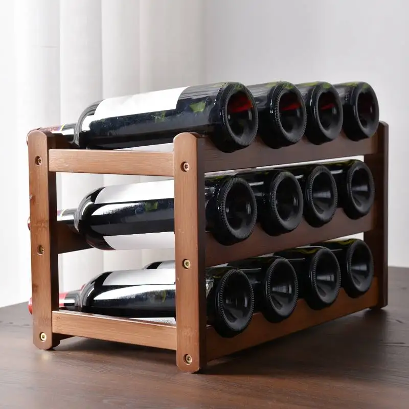 Countertop Wine Display Holder Bamboo Wine Bottle Holder Wooden Wine Holder