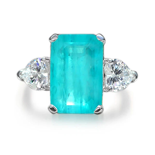 Paraiba GemStone Jewelry 925 Sterling Silver Paraiba Stone Wedding Ring For Women