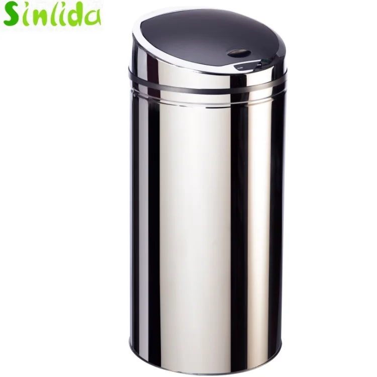 Мусорное ведро с инфракрасным датчиком, мусорное ведро с полухромированной круглой крышкой