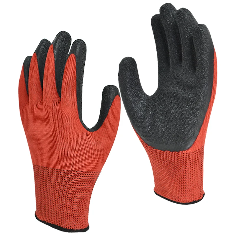 Wear-resistant Breathable Gloves Site protection Rubber Industrial Household Crinkle Coated Palm With logo