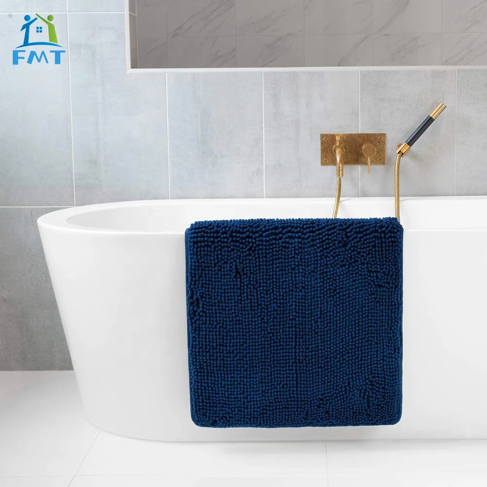 FMT Bathroom Mat Set 3 Pieces Non Slip Shaggy Chenille Soft Surface Bath Mat For Bathroom Water Absorbent Carpet