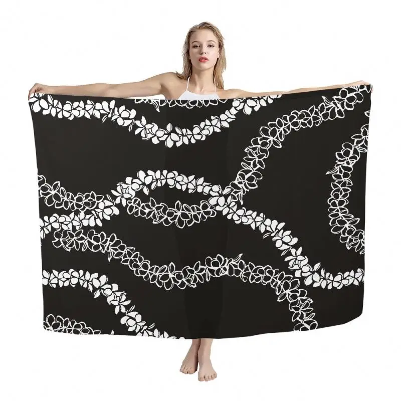Print on Demand Puakenikeni Lei Printed Sarongs Custom Hawaiian Lavalava Sarong With Wholesale Price Sublimation Polyester