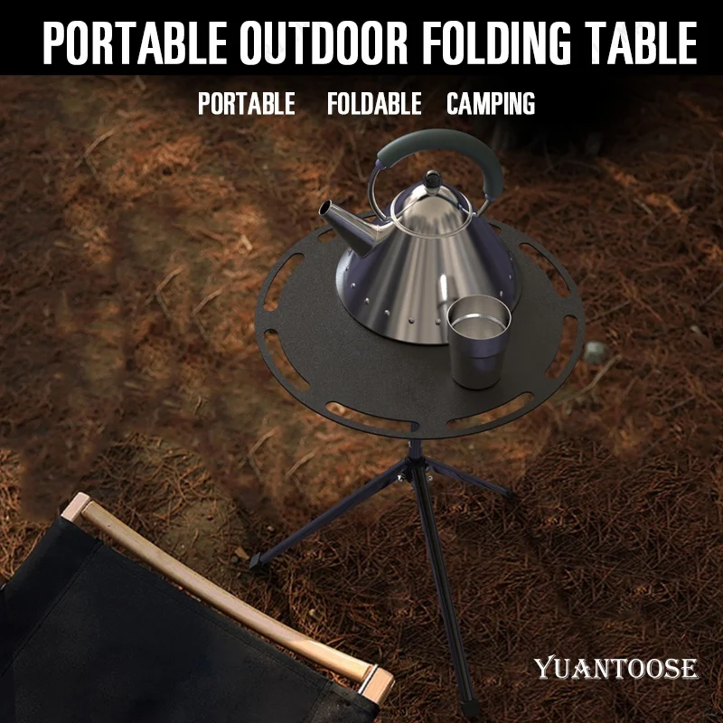 Outdoor Round Desktop Triangle Support Portable Aluminium Folding Table For Camping