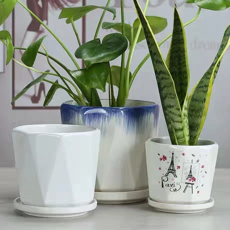 
Ceramic flowerpot Nordic simple style extra-large white tray custom Chinese manufacturers 