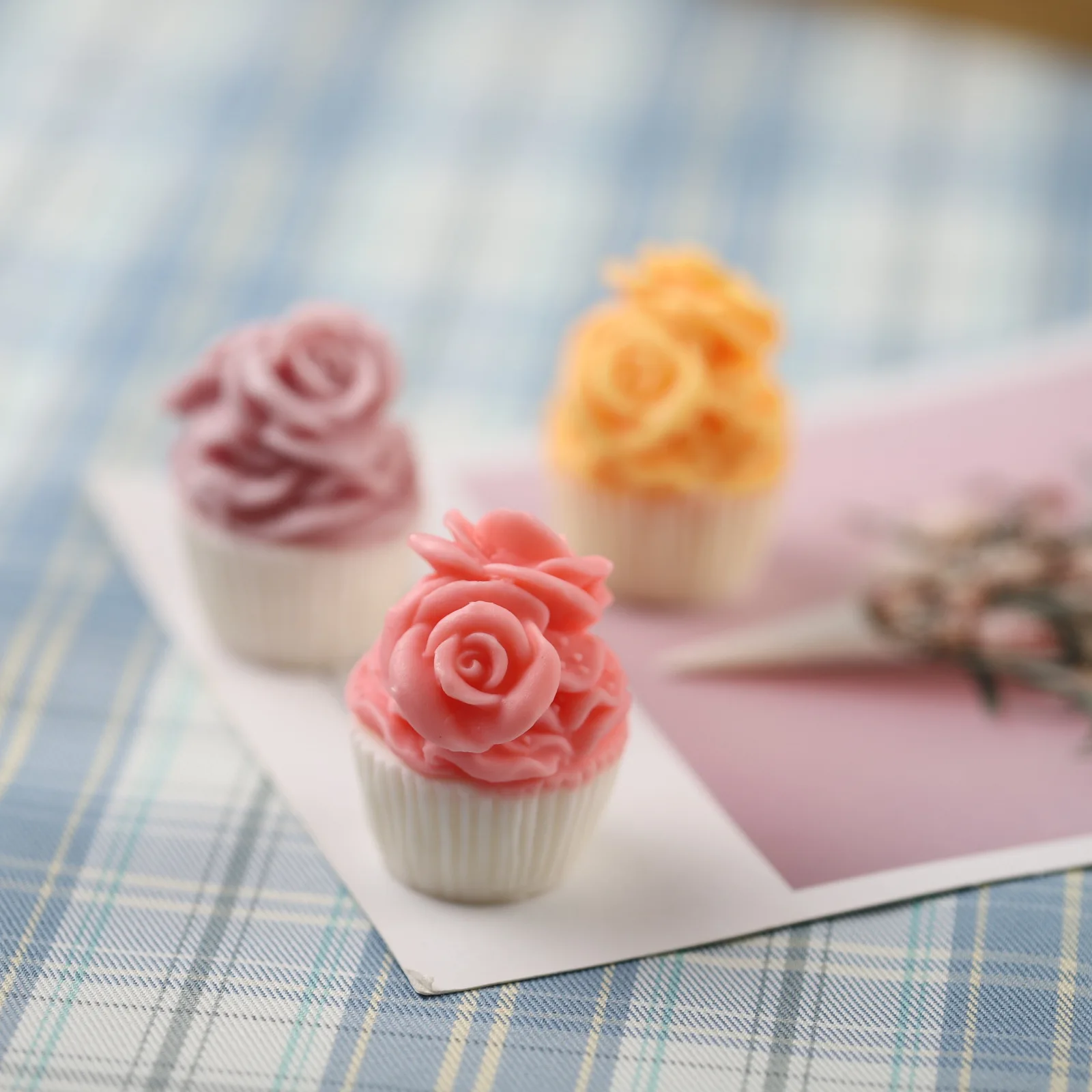 T3012 3D mini cupcake molds Cream flowers baked desserts DIY scented candle silicone molds
