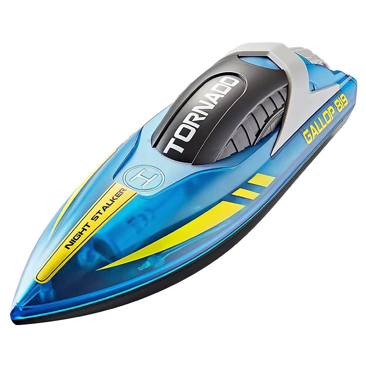 HJ819 remote control toy boat light double motor one button flip low electric over navigation tips children rc race boat
