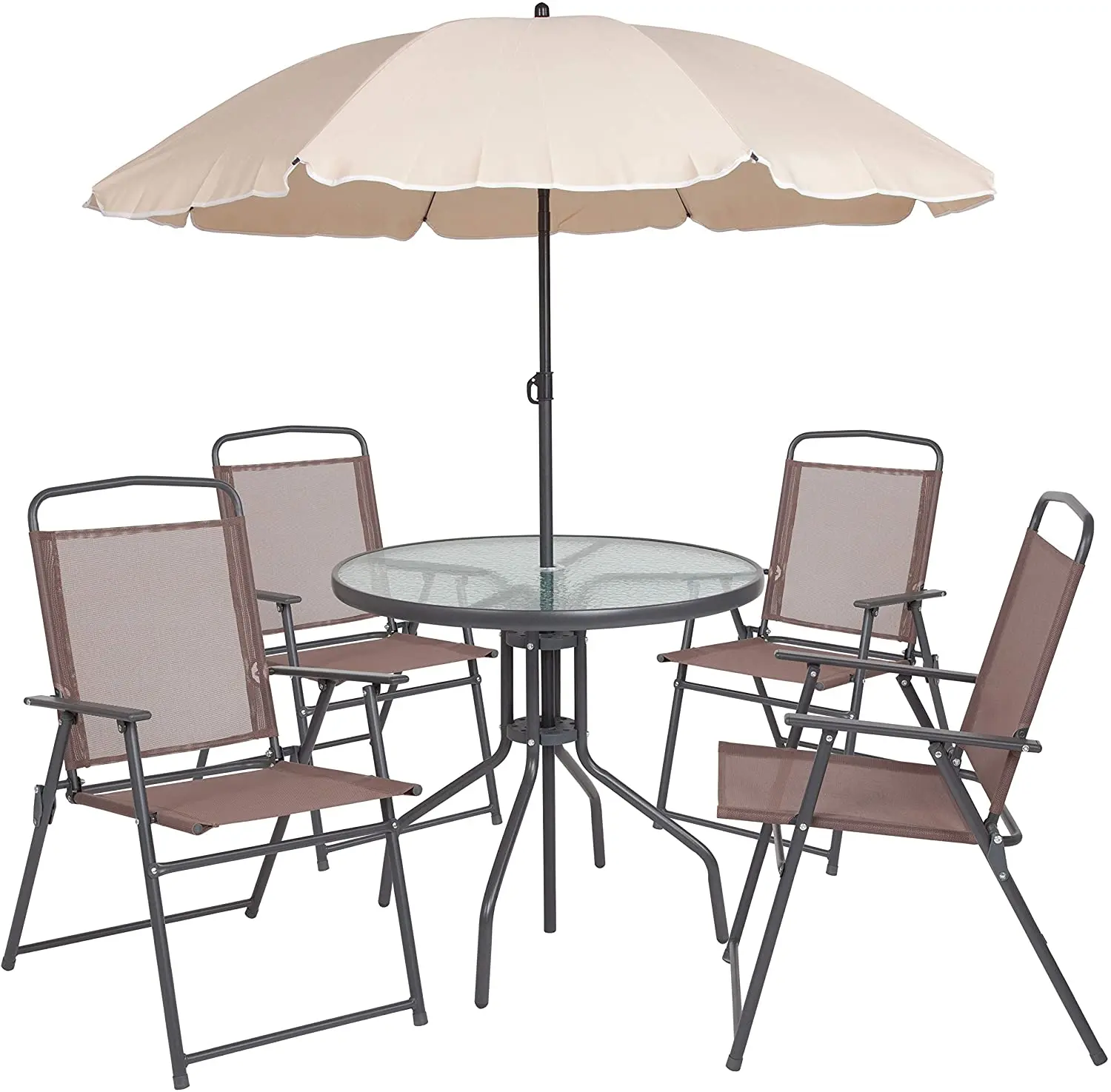 Outdoor Furniture 6 Piece Brown 2021 outdoor dining sets with Umbrella Table