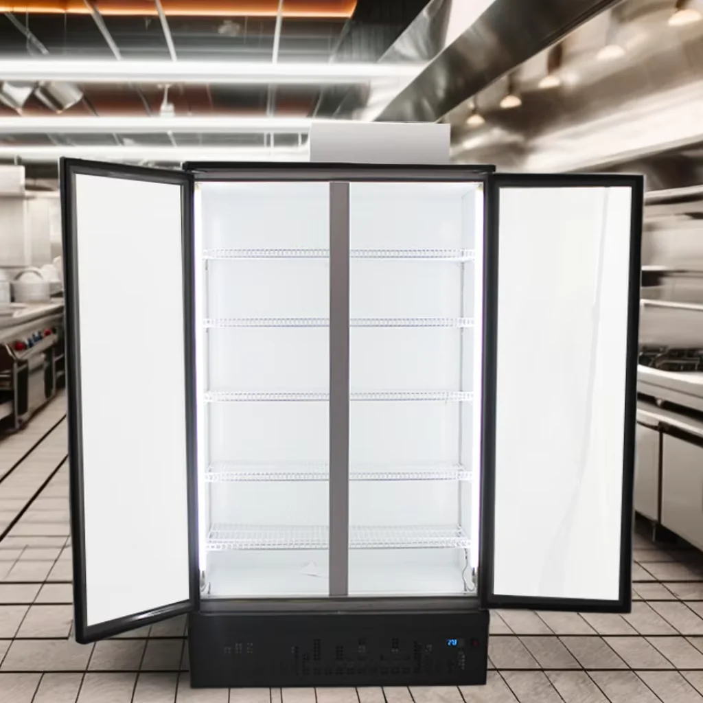 850L Upright Single-Temperature Display Cooler Supermarket Vertical Freezer with Auto Defrost Glass Construction Cool Climate