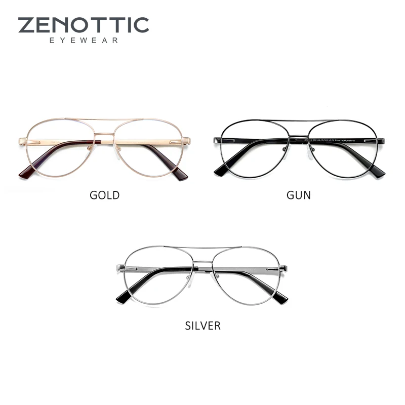 2021 Wholesale Vintage Round Anti Blue Light Glasses Metal Pilot Double Bridge Optical Glasses for Men Women