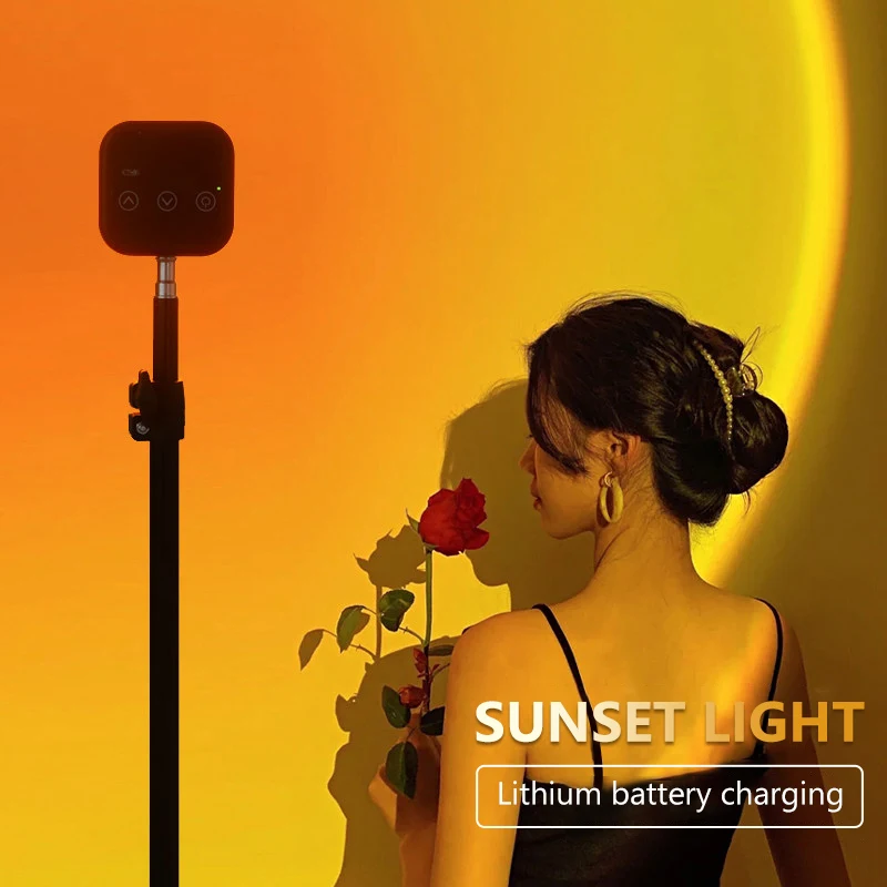 USB Sunset Projector Led Night Light  Atmosphere Projection Lamp With Tripod for Bedroom Bar Coffee Shop Background Decoration