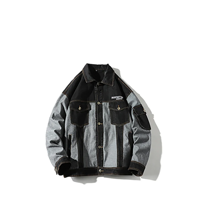 Wholesale Spring Plus Size Tooling Stitching Fashion Casual Trend Denim Coat Jacket For Men