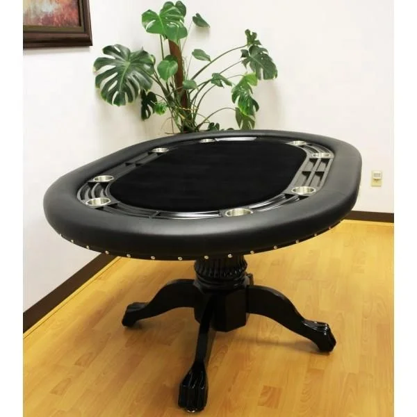 Luxury 52 inch Professional Round Poker Table with Solid Wooden Leg