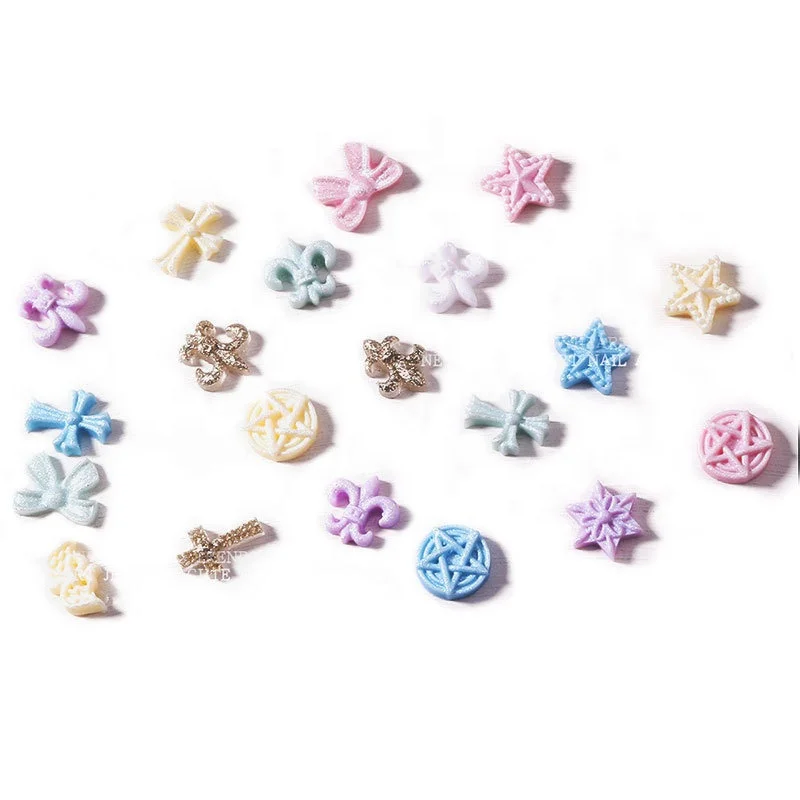 100pc Pink White Bow Resin Nail Art Decoration 3D Cream Bowknot Nail Charm Ornament Jewelry DIY Manicure Cross Chrome Hearts