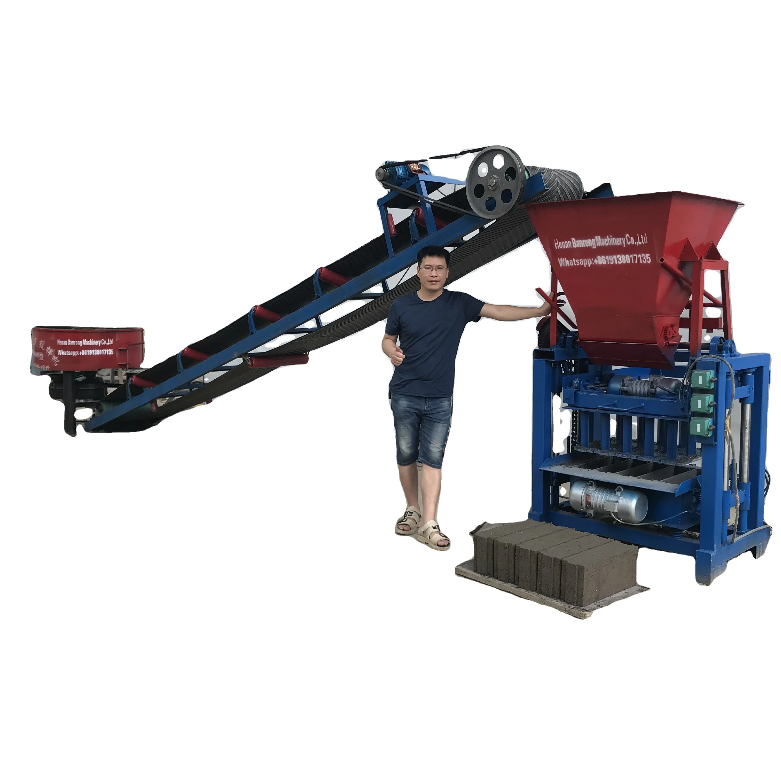 BR4-35 semi-automatic concrete cement hollow brick colored paving brick concrete block production line equipment