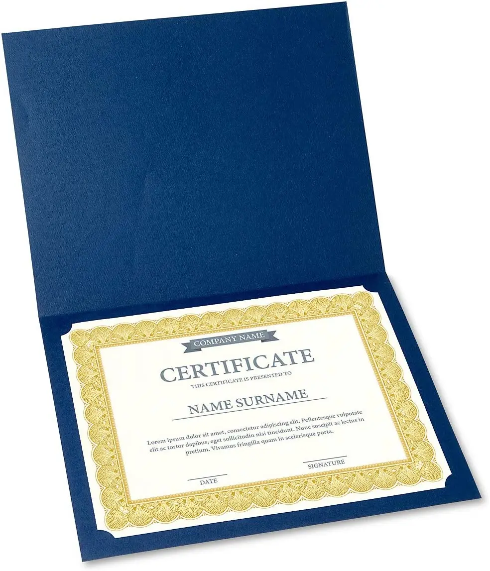Elite Gold and White Parchment Certificate Paper Diplomas Paper Printing for School Graduation