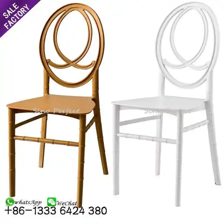 Foshan Outdoor White Gold Phoenix Chair Wedding Party Event Banquet Furniture Adult Resin Stackable Plastic Dining Chairs