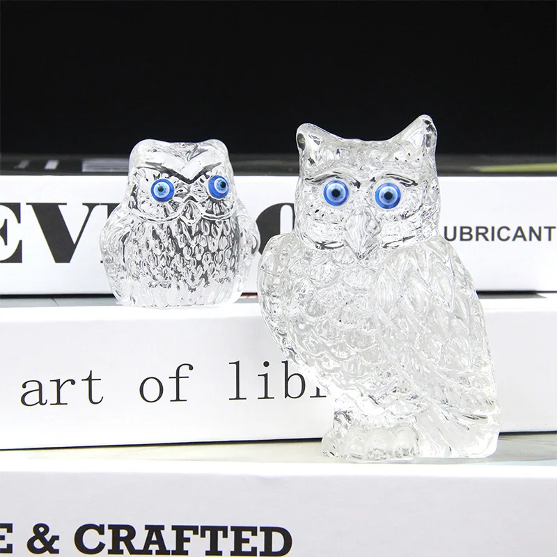 large christmas table decoration animal sculpture crystal glass Owl figurine