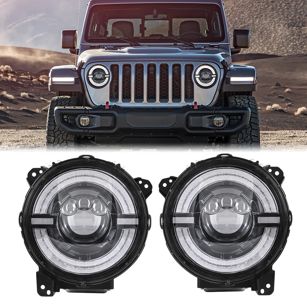 Newest DOT Approved 9 Inch Led Round Headlight With Drl High Beam Low Beam Headlamp 9Inch For Jeep Wrangler Jl 2018-2020