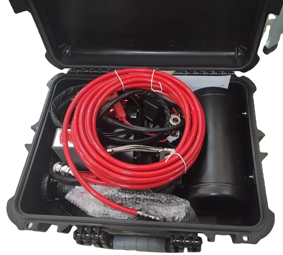 twin cylinders portable used car arb air compressor air ride suspension pump with 1 gallon tank in the bullet box