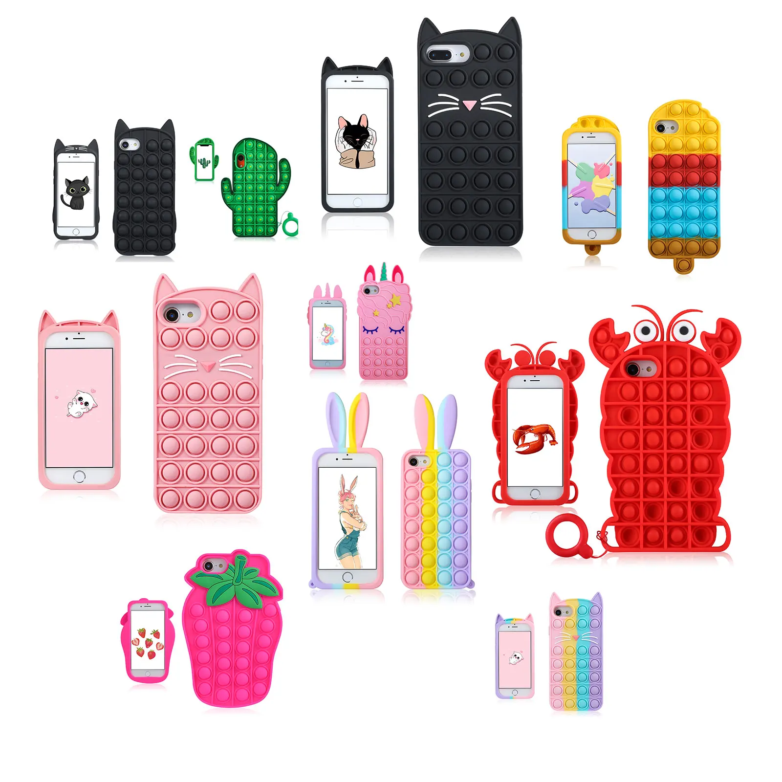 2021 Симпатичный 3d единорог кактус декомпрессионный мягкий чехол 3d мультфильм Xr защитный чехол 11/12 силиконовый чехол для мобильного телефона