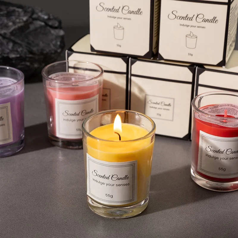 Luxury Cheap Aroma Scented Candles In Transparent Black White Glass Jar And Gift Box