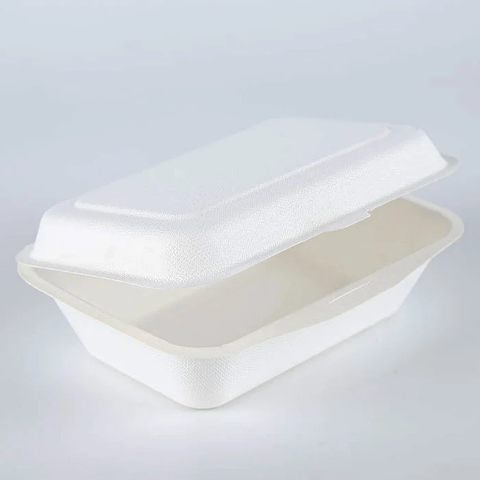 Popular Biodegradable Sugarcane Clamshell Lunch Bagasse Burger Box