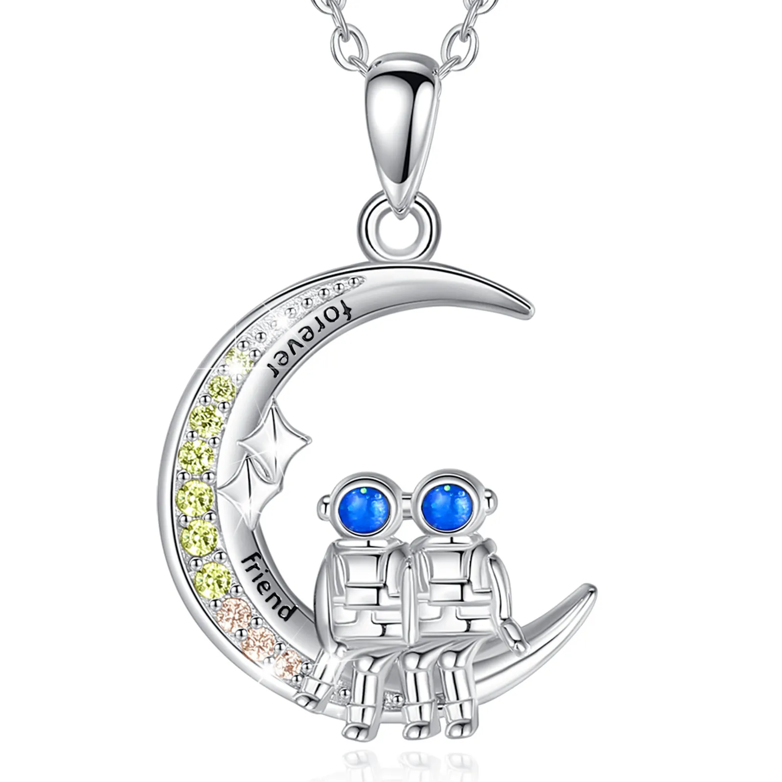 Merryshine i love you to the moon and back love heart charm pendant necklace