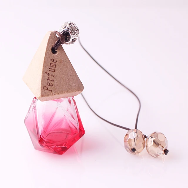 Wholesale 10ml air freshener diffuser empty frosted car hanging perfume bottle with wooden cap