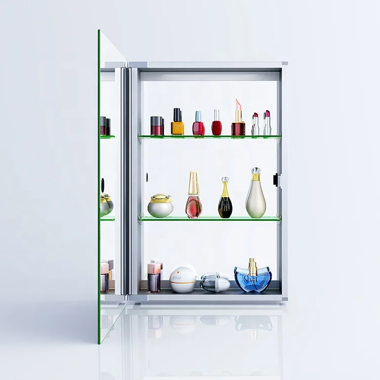 Wall Mounted Flat Rectangle Shape Bathroom Mirror Cabinet