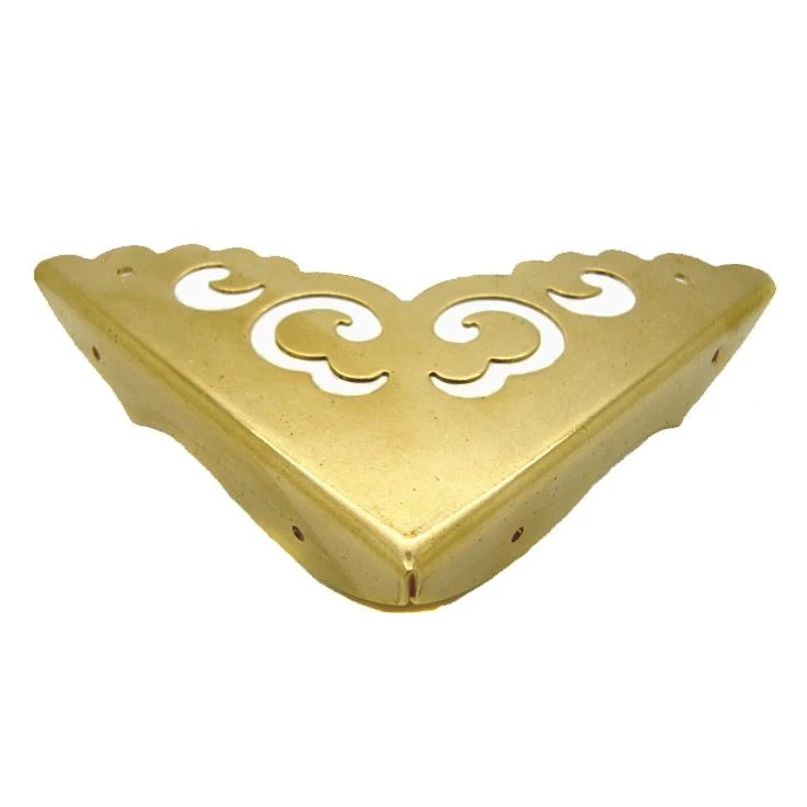 
Chinese Antique Furniture Copper Corner Wooden Case Jewelry Edge Protector Brass Corner Flower Pattern Carved Crafts Hardware 