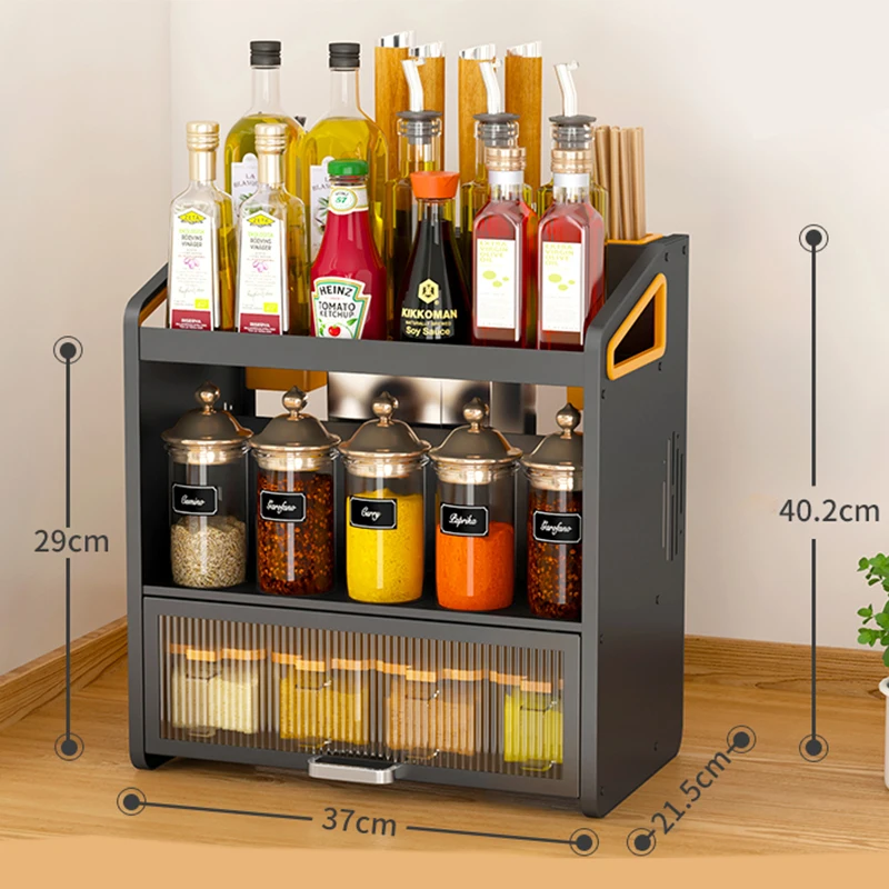 portable wooden spices for kitchen black cabinet countertop storage spoon rack standing seasoning organize space saving