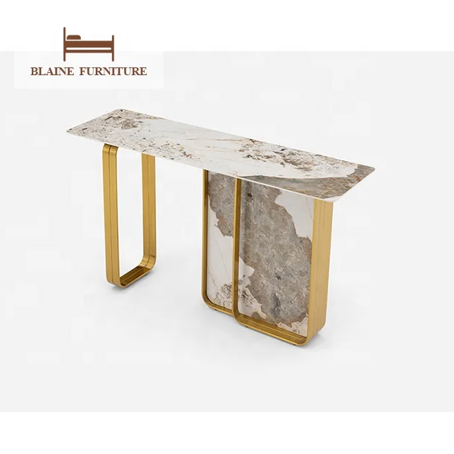Modern Luxury Tables Porcelain Tile Console White Console Set For Living Room Furniture